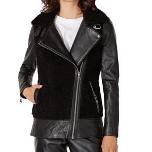 Slate & Willow faux shearling Black Leather Jacket